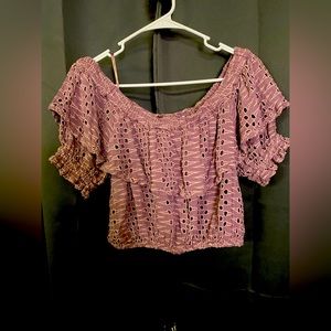 Free People Eyelet Small Crop Top